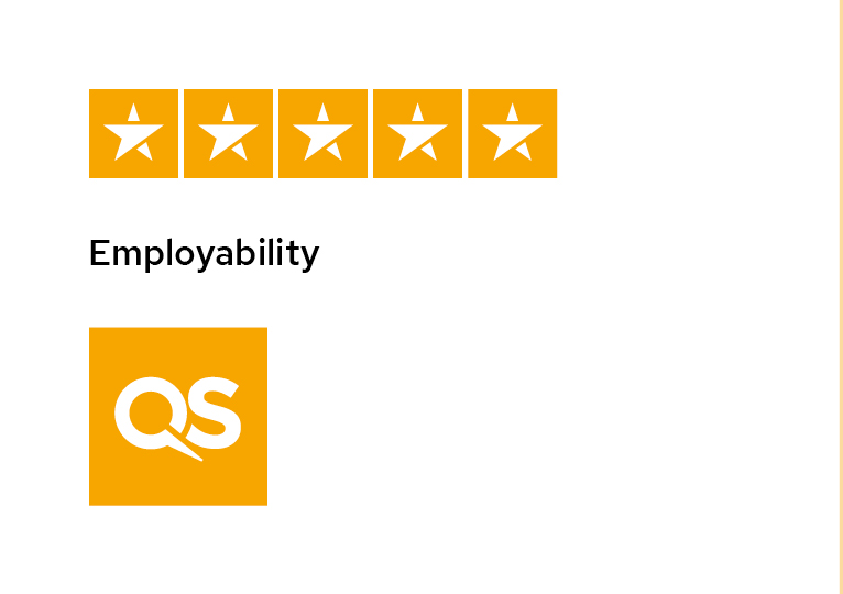 QS logo showing five stars for employability